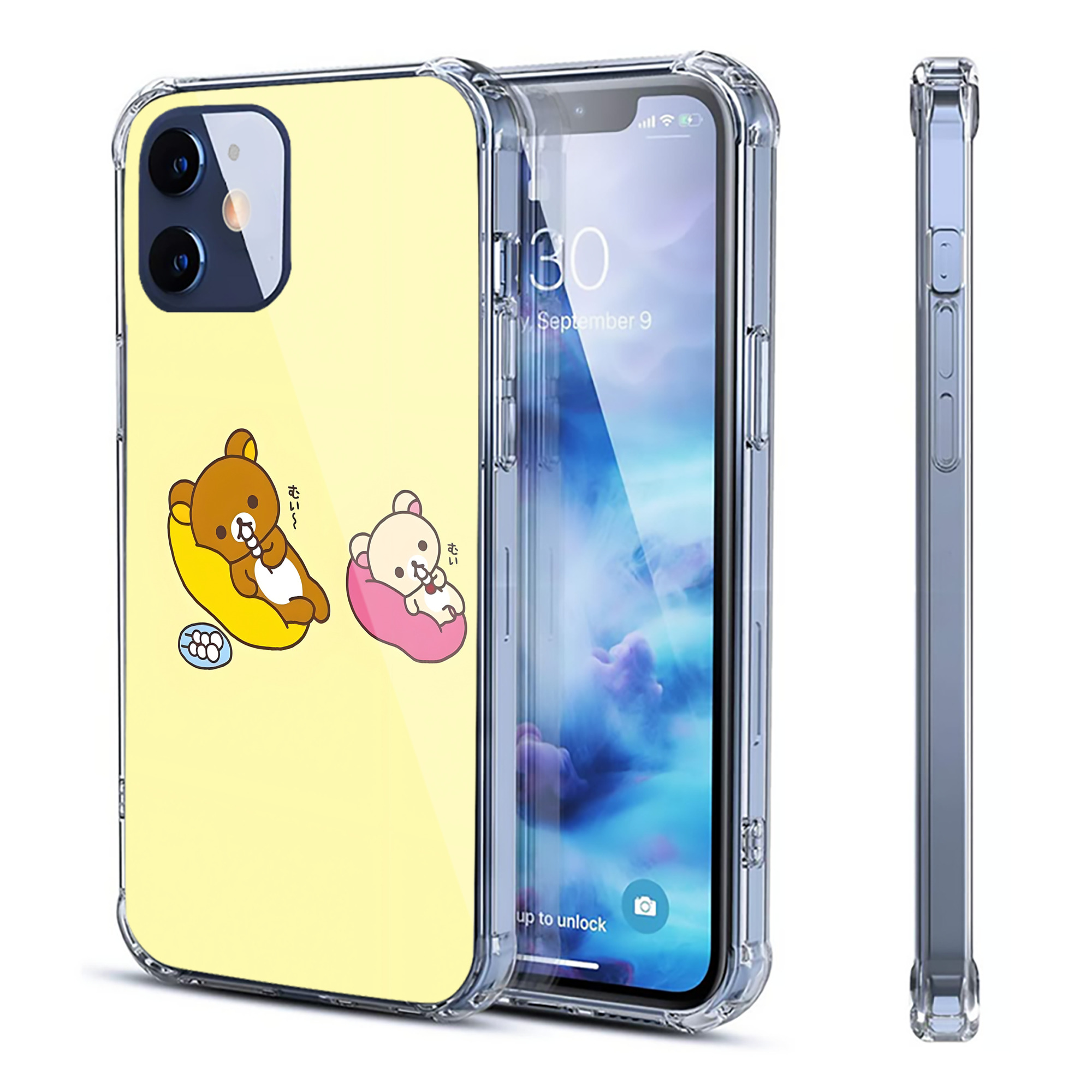 （画像用） リラックマ リラックマ キイロイトリ Rilakkuma Korilakkuma Kiiroitori 【iPhone 12シリーズ対応】透明スマホケース（クリアソフトケース）